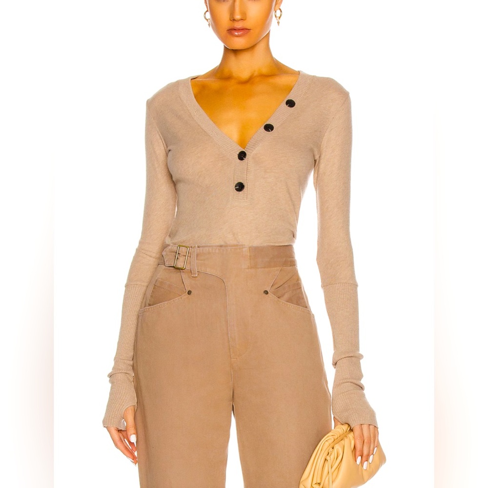 ENZA COSTA Cashmere Long Sleeve Cuffed Henley Top